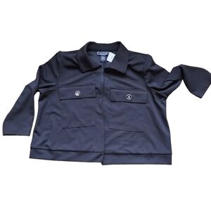 NWT NYCC Black Cropped Jacket XL Open Front Gold Button Pockets